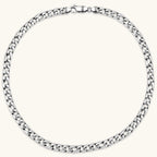 Alternate angle of the antique silver plated eco-brass Cuban link chain necklace.