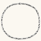 Alternate angle of the antique silver Byzantine chain necklace.