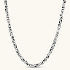 Front view of the antique silver Byzantine chain necklace.