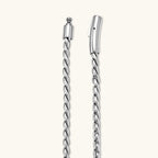 Additional angle of the stainless steel twisted rope chain necklace.