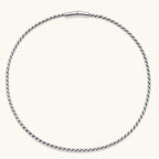 Alternate angle of the stainless steel twisted rope chain necklace.