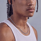 Detail view of the stainless steel twisted rope chain necklace.