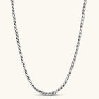 Front view of the stainless steel twisted rope chain necklace.